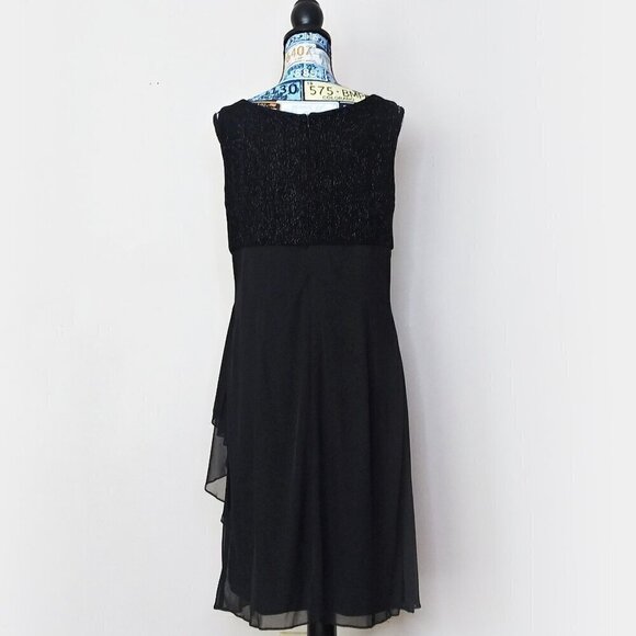 ALEX EVENINGS Sleeveless Chiffon Dress Empire Waist Layered Ruching Sparkle 16 - Picture 3 of 12